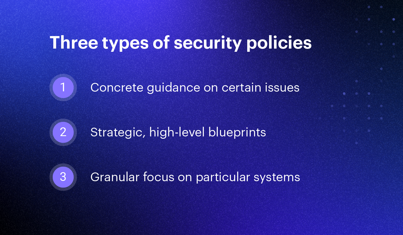 três tipos de policies@2x de segurança